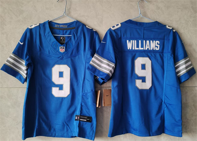 Women's Detroit Lions #9 Jameson Williams Blue 2024 F.U.S.E. Vapor Limited Stitched Jersey(Run Smaller)